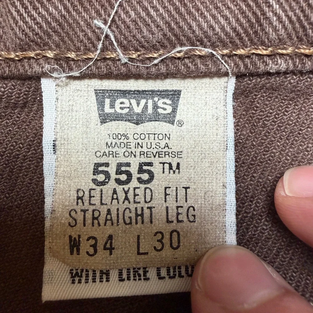 Levi's 555 Relaxed Fit Jeans Mens 32x30 Brown Straight Leg Made in USA 1996